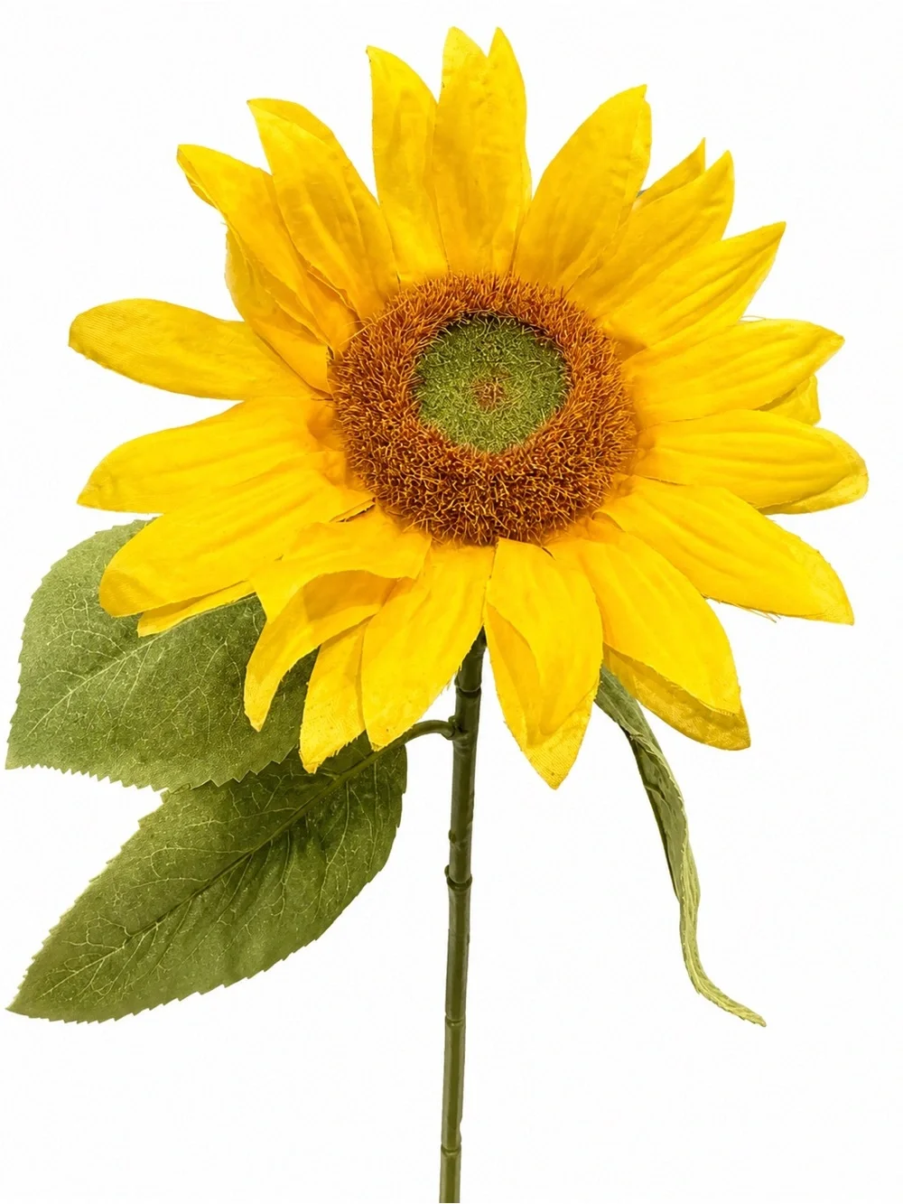 29” Artificial Sunflower Stem – Realistic Yellow Floral Spray with Fabric Leaves